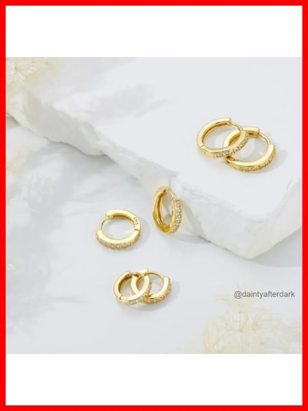14K Gold Plated Sterling Silver Huggie Hoop Earrings Set - Hypoallergenic Dainty
